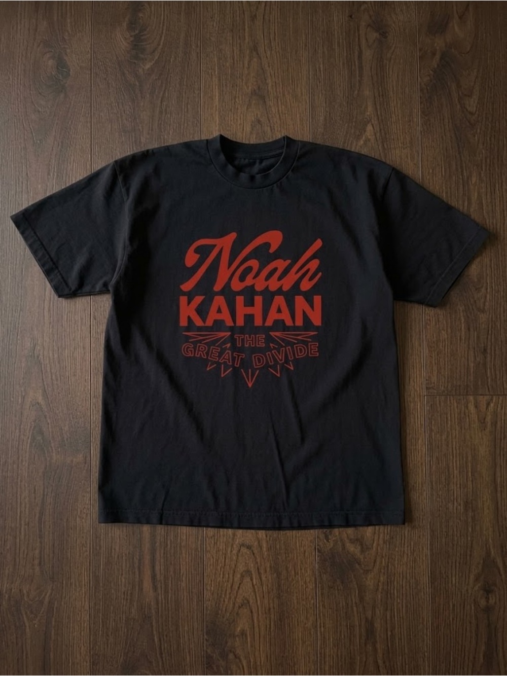 Noah Kahan The Great Divide Red Typography Black Indie Folk Graphic T-Shirt